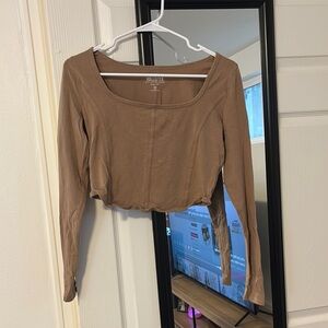 Hollister Brown Crop Fitted Blouse